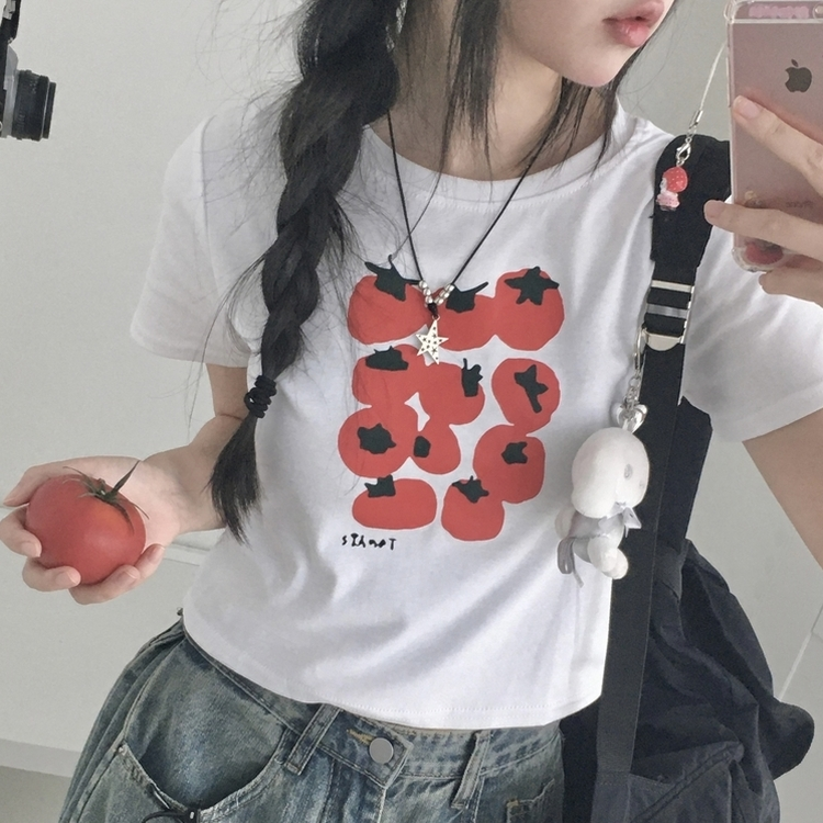 トマトクロップ半袖Tシャツ WHITE