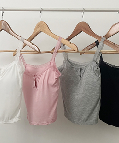 【カップ付き】レースボタンキャミソール