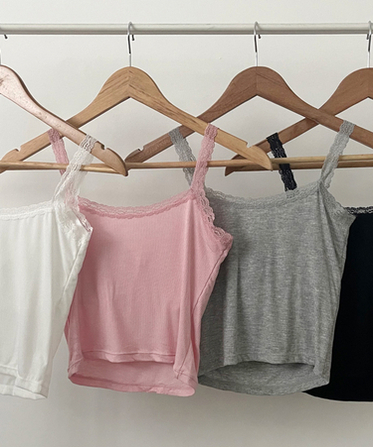 【カップ付き】レースボタンキャミソール