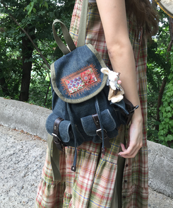 バックバッグ・スクールバッグ デニムポケットミニバックパック DEEP DENIM