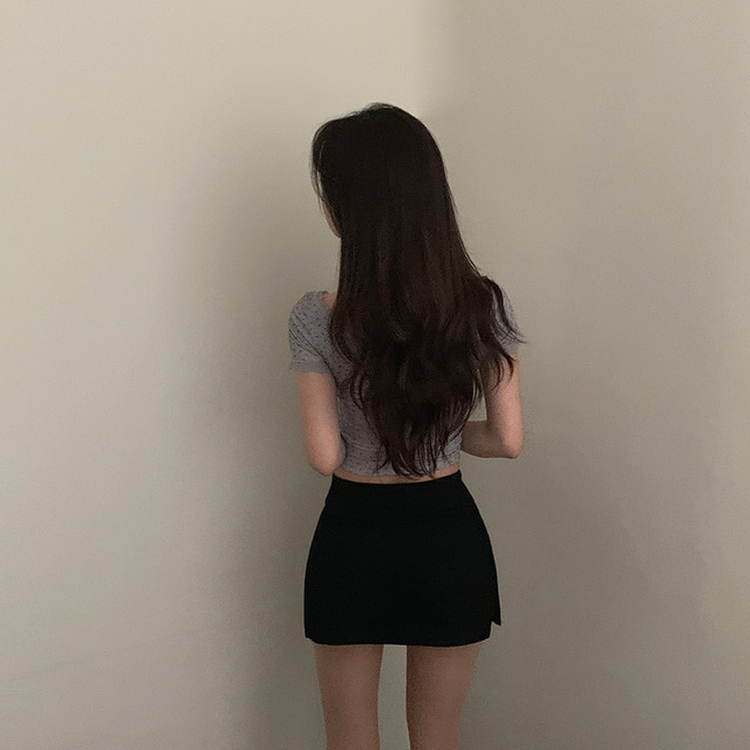 【カップ付き】クロップ半袖Tシャツ GREY