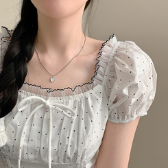 ブラウス ドットレース半袖ブラウス WHITE