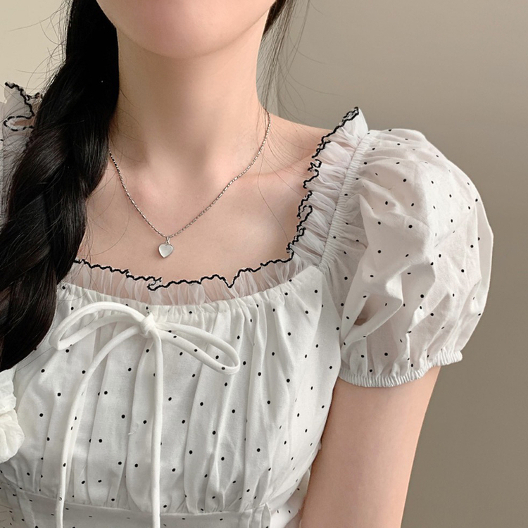 ドットレース半袖ブラウス WHITE