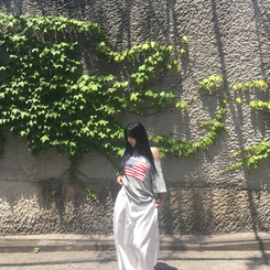 半袖Tシャツ アメリカンワンオフショルダー半袖Tシャツ MERANGE GRAY