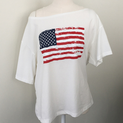 半袖Tシャツ アメリカンワンオフショルダー半袖Tシャツ