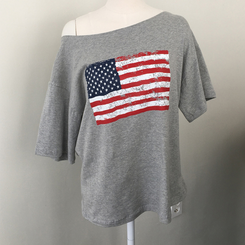半袖Tシャツ アメリカンワンオフショルダー半袖Tシャツ