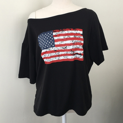半袖Tシャツ アメリカンワンオフショルダー半袖Tシャツ