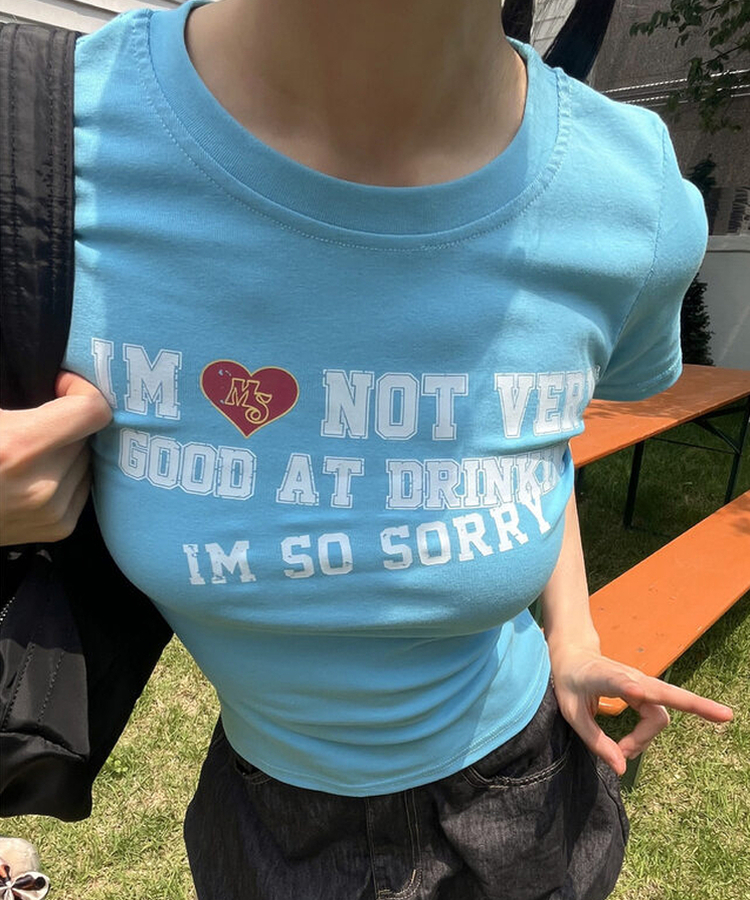 スリムレタリング半袖Tシャツ BLUE
