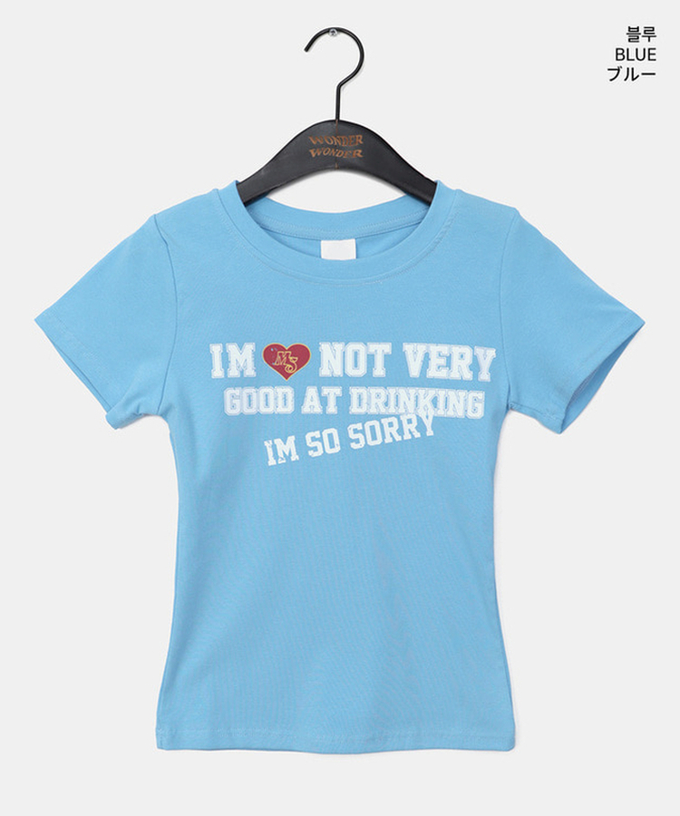 スリムレタリング半袖Tシャツ