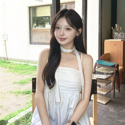 ノースリーブ タイ付きシャーリングノースリーブ IVORY