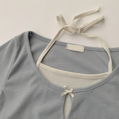 半袖Tシャツ リボンレイヤード半袖Tシャツ
