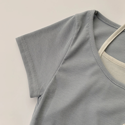 半袖Tシャツ リボンレイヤード半袖Tシャツ