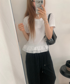 半袖Tシャツ フリルベーシック半袖Tシャツ IVORY
