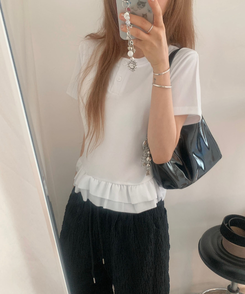 半袖Tシャツ フリルベーシック半袖Tシャツ IVORY