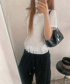 半袖Tシャツ フリルベーシック半袖Tシャツ IVORY