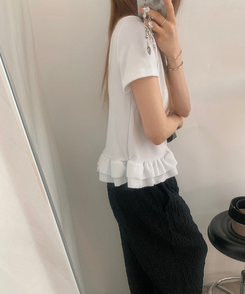 半袖Tシャツ フリルベーシック半袖Tシャツ IVORY