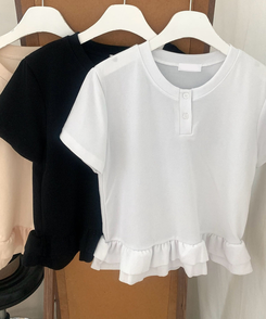 半袖Tシャツ フリルベーシック半袖Tシャツ