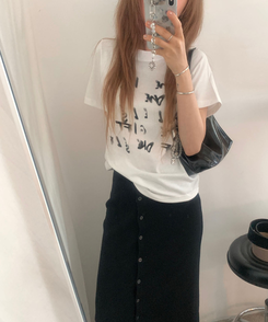 半袖Tシャツ レタリングラウンド半袖Tシャツ IVORY