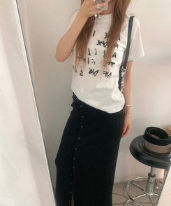 半袖Tシャツ レタリングラウンド半袖Tシャツ IVORY