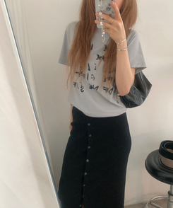 半袖Tシャツ レタリングラウンド半袖Tシャツ GREY