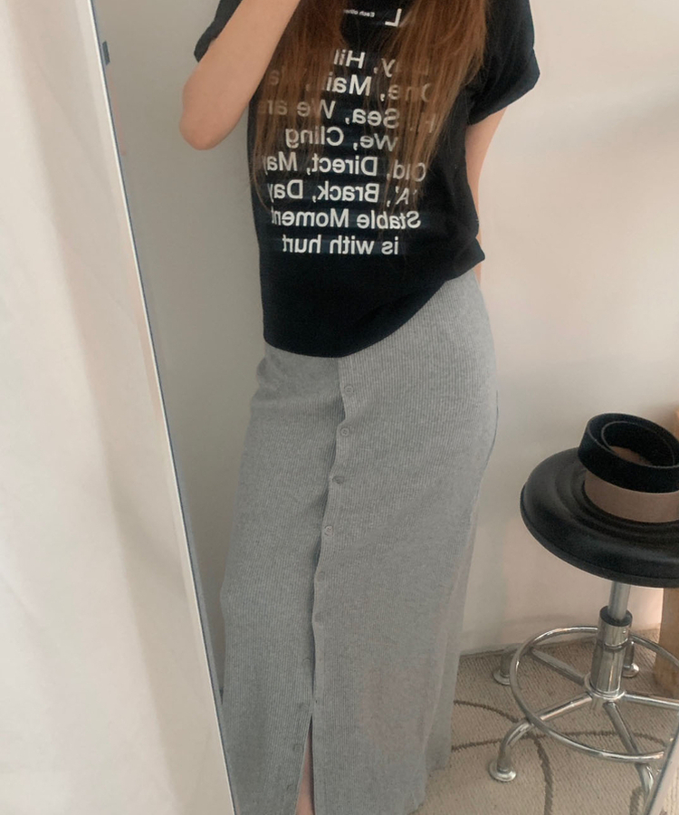 スリットボタンカットロングスカート GREY