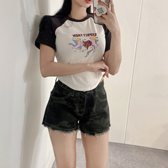 半袖Tシャツ ラグランスパン半袖Tシャツ BROWN