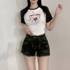 半袖Tシャツ ラグランスパン半袖Tシャツ BROWN