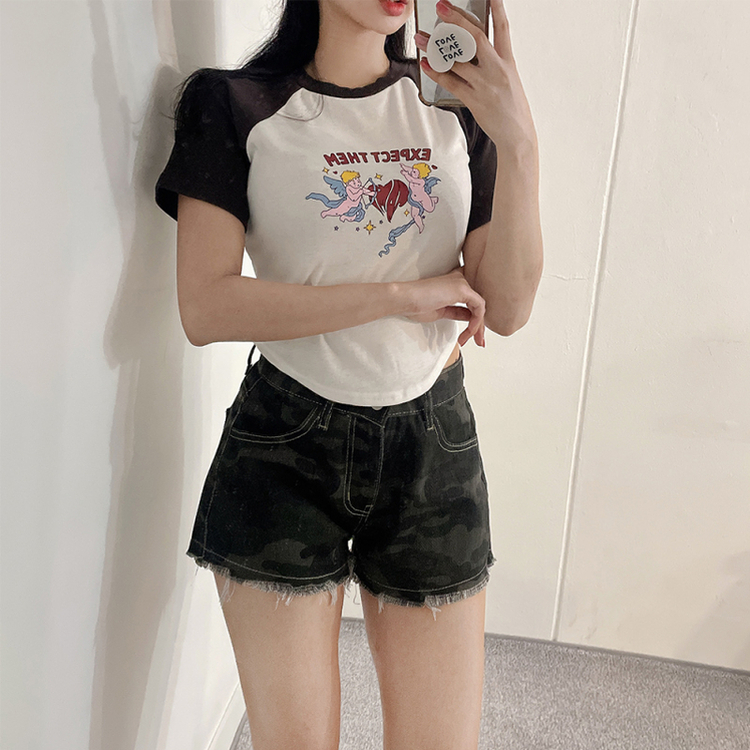 ラグランスパン半袖Tシャツ BROWN
