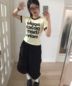 アップルバイカラー半袖Tシャツ YELLOW