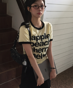 アップルバイカラー半袖Tシャツ YELLOW
