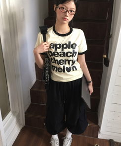 アップルバイカラー半袖Tシャツ YELLOW
