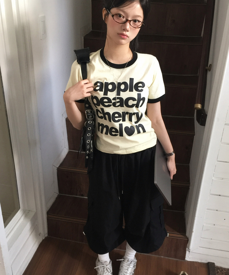 アップルバイカラー半袖Tシャツ YELLOW