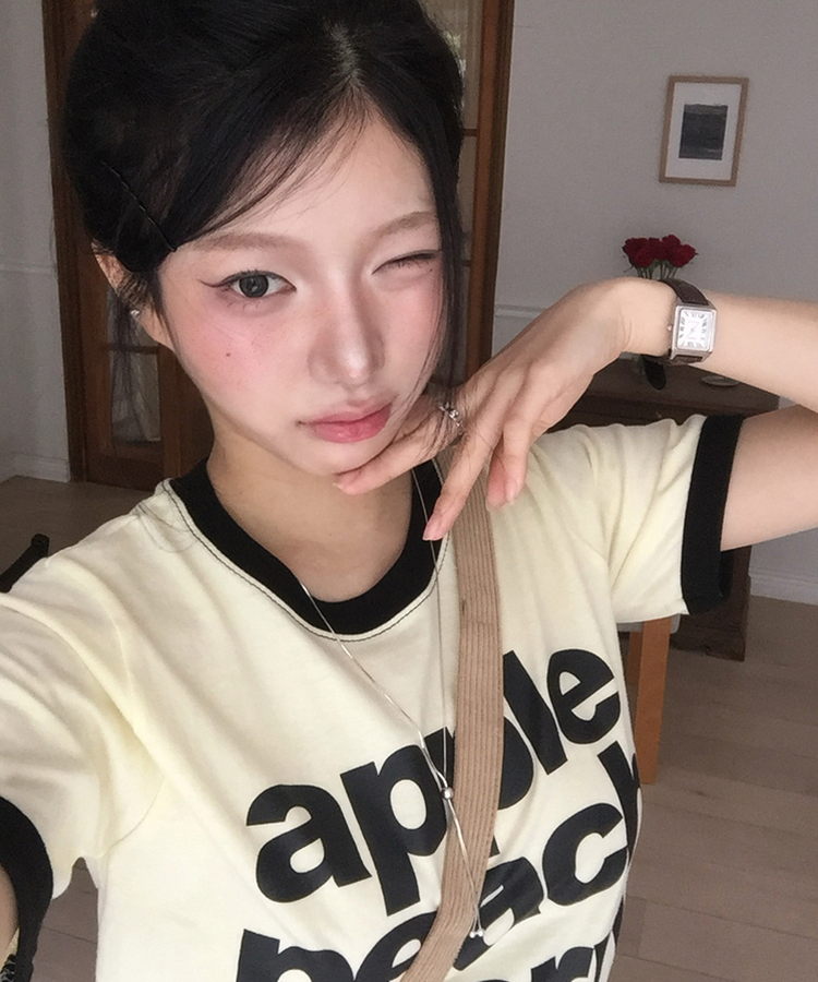 アップルバイカラー半袖Tシャツ YELLOW