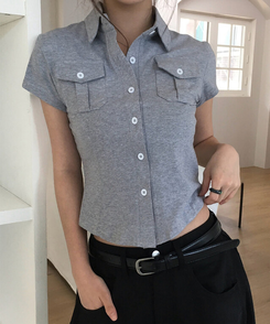 半袖Tシャツ ポケットスリム半袖Tシャツ GREY