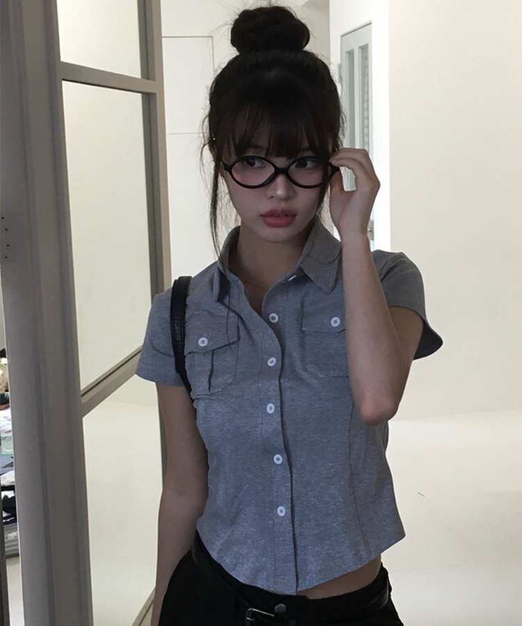 ポケットスリム半袖Tシャツ GREY