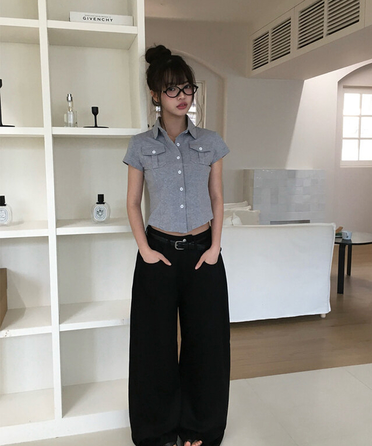 ポケットスリム半袖Tシャツ GREY