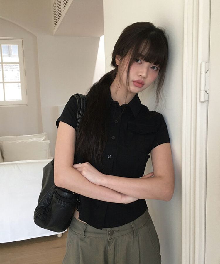 ポケットスリム半袖Tシャツ BLACK