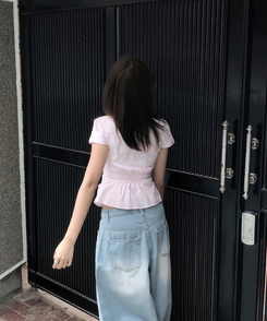シャツ ツーポケットスリムクロップ半袖シャツ PINK