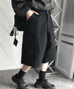 ショートパンツ バミューダコットンパンツ BLACK