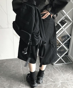 ショートパンツ バミューダコットンパンツ BLACK