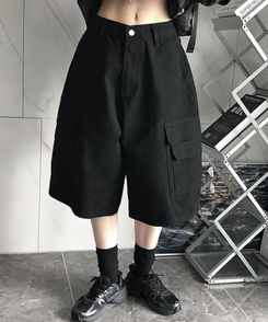 ショートパンツ バミューダコットンパンツ BLACK