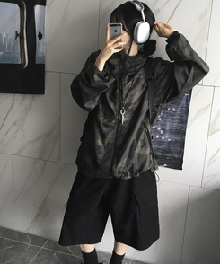 ジャンパー ミリタリーストリングフードウィンドブレーカー CAMO