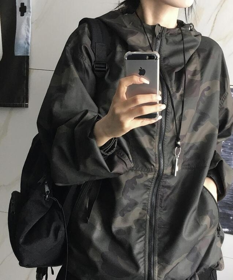 ミリタリーストリングフードウィンドブレーカー CAMO
