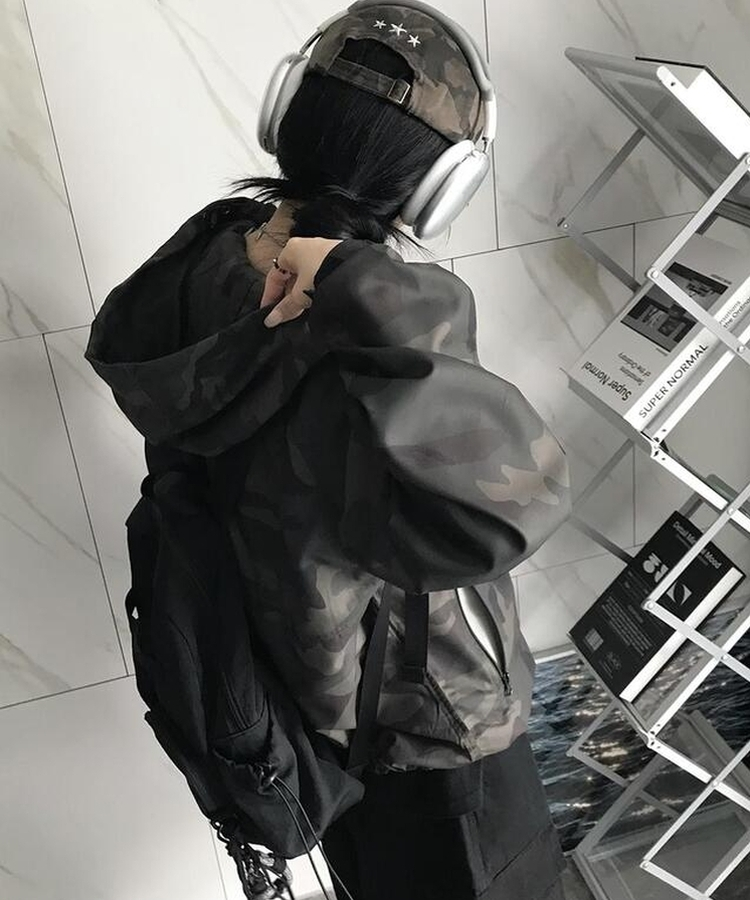 ミリタリーストリングフードウィンドブレーカー CAMO