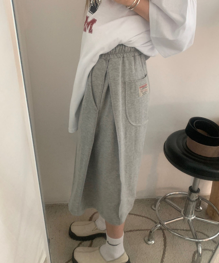 ポケットワッペンピンタックハーフパンツ GREY