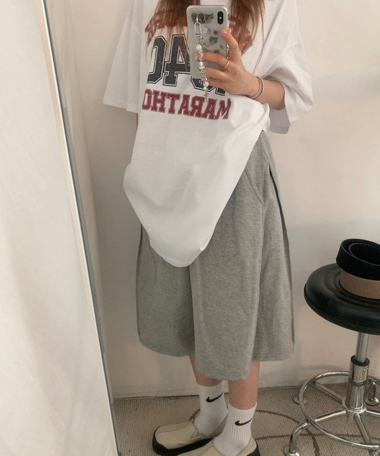 ポケットワッペンピンタックハーフパンツ GREY