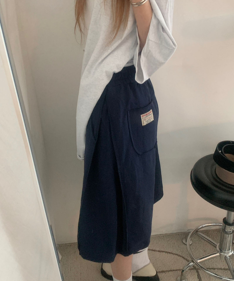 ポケットワッペンピンタックハーフパンツ NAVY