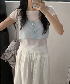 半袖Tシャツ ボートネックシースルー半袖Tシャツ(5color) IVORY