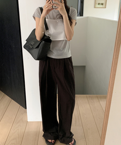 半袖Tシャツ ボートネックシースルー半袖Tシャツ(5color) GREY