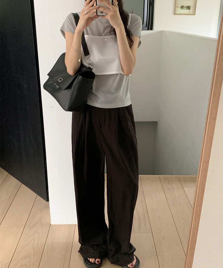 ボートネックシースルー半袖Tシャツ(5color) GREY